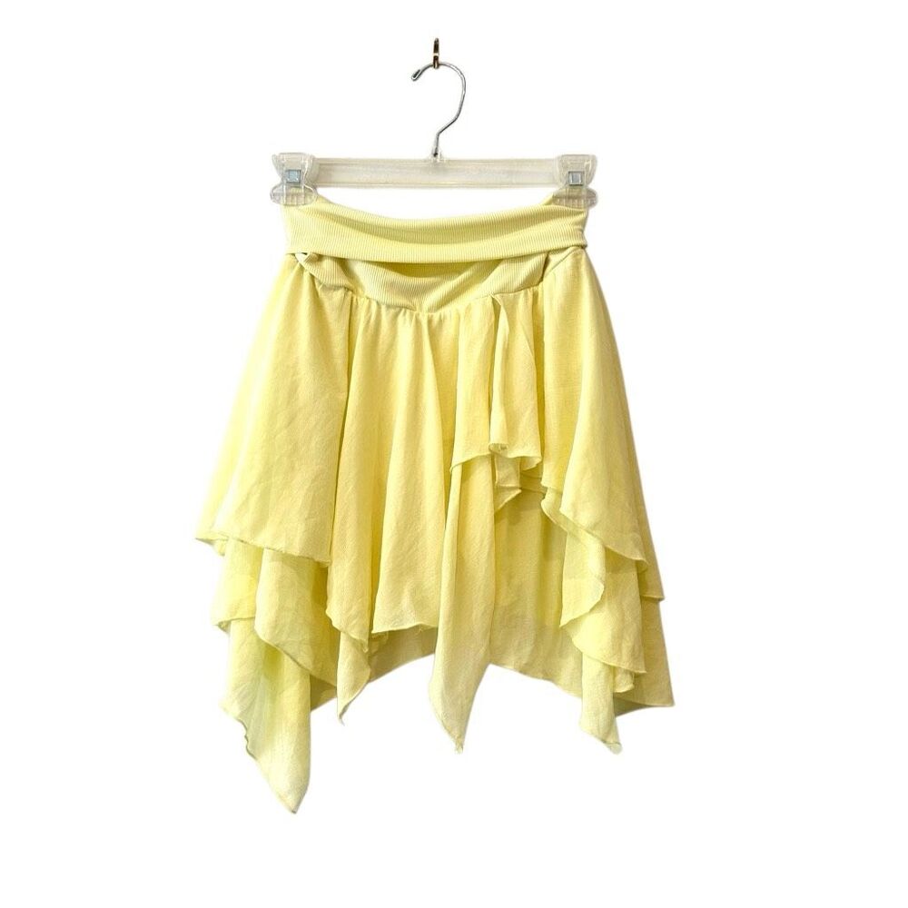 Kimchi Blue Finley Low-Rise Asymmetrical Hanky Hem Midi Skirt Pale Yellow XXS